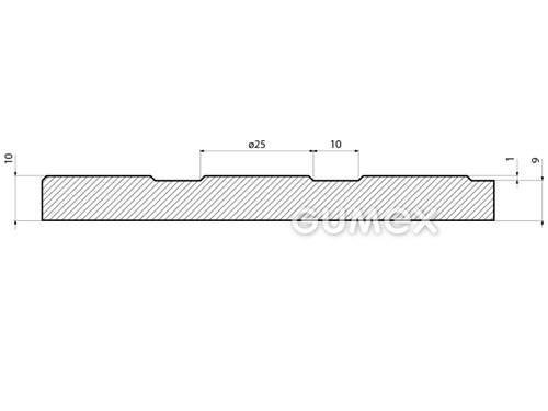Gummiboden S 8, 10mm, Breite 1230mm, 80°ShA, SBR-NR, fläche Noppen, -25°C/+80°C, schwarz, 